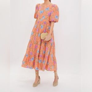 Tuckernuck Hyacinth House Orange Multi Floral Cisco Maxi Dress Size XL MSRP $168